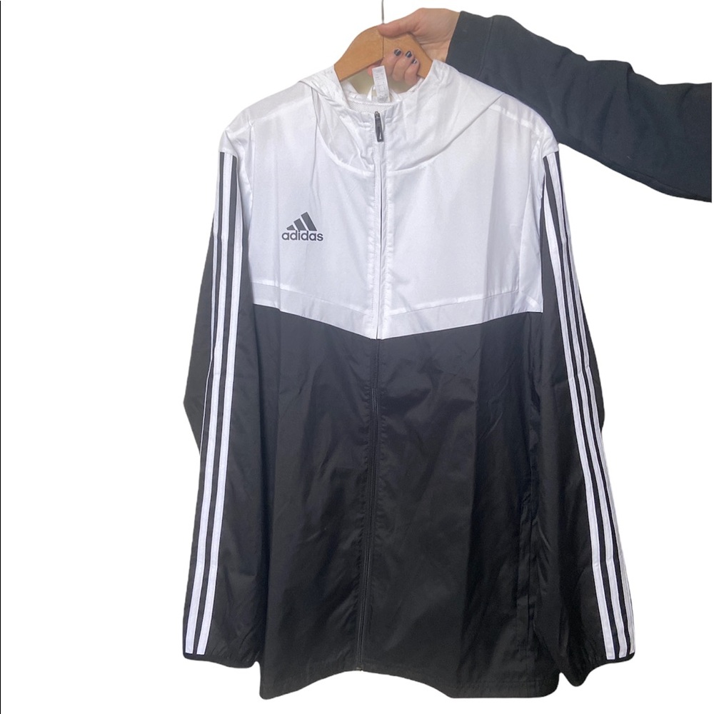 adidas white and black windbreaker jacket